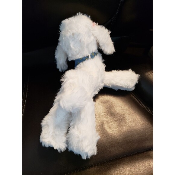 New SOFT Fur White POODLE Plush Stuffed PINK Rose LOVE Floppy TRENDY Dog - Picture 5 of 7